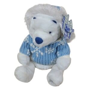 Disney Store Exclusive Winnie the Pooh Winter Plush White Blue Snowflake Sweater